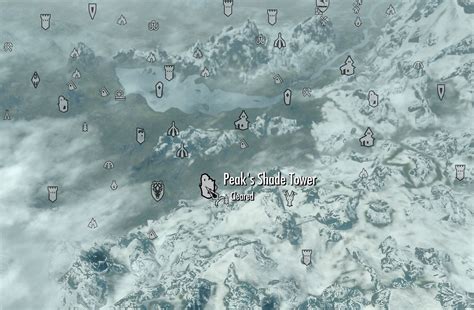 Peak&39;s Shade Tower A small ruined Nordic tower east of Falkreath occupied by a spriggan. . Peaks shade tower